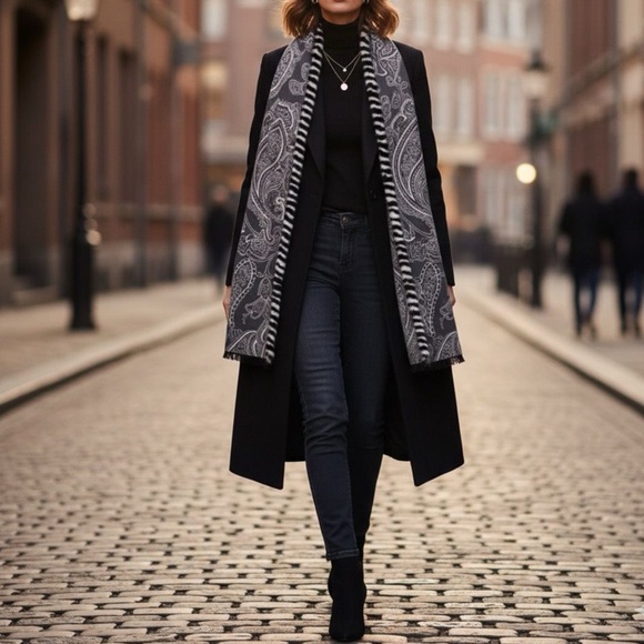 BELLE FARE Mink Fur-trimmed Printed Wool & Cashmere Scarf